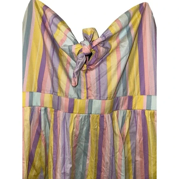 Torrid Skater Dress Poplin Multi Stripe NWT New 2X Pastel Color Rockabilly - Picture 2 of 5